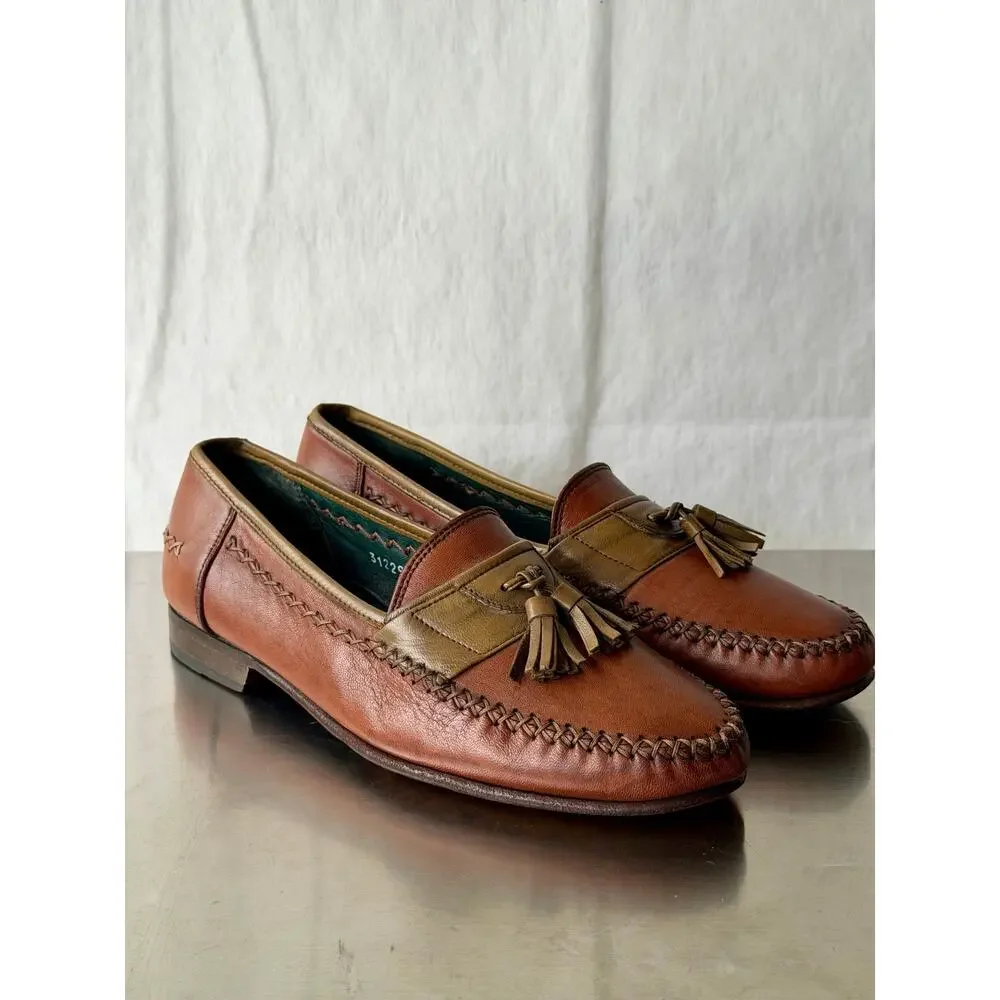 Bruno Magli Vintage Italian Leather Tassel Loafers Men Size 7.5 M